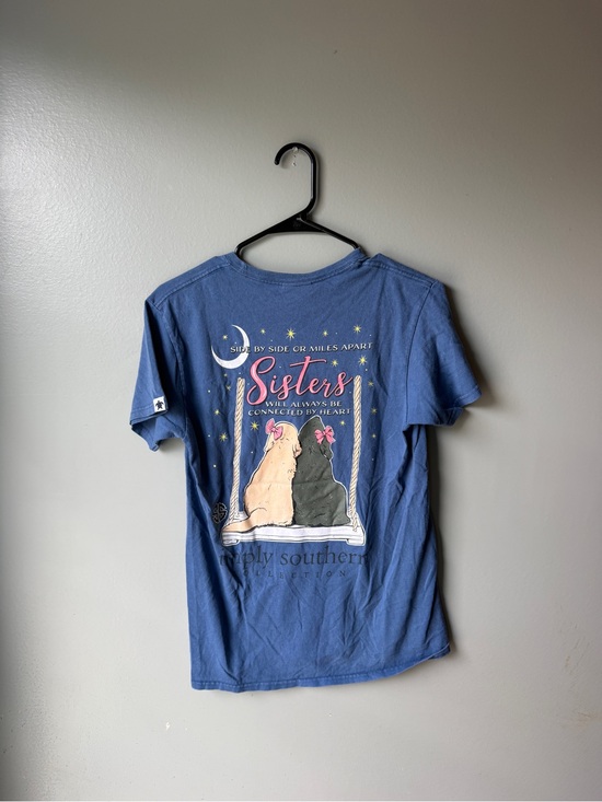 Simply Southern Tops - Simply Southern Sisters Graphic Tee Blue Short Sleeve Small